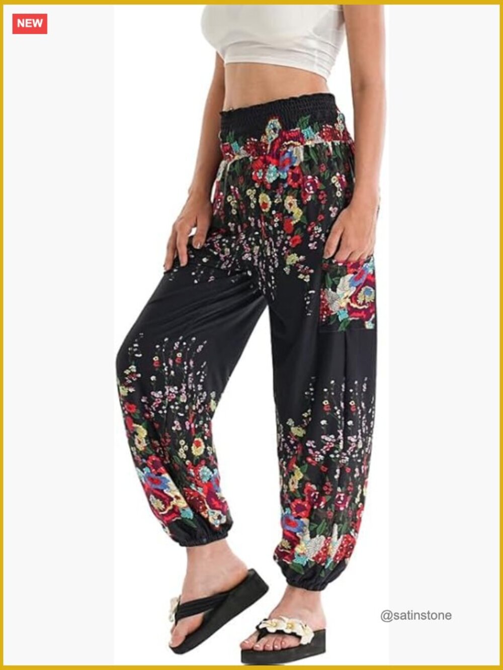 Stretchy Wide Leg Yoga Harem Pants with Pockets